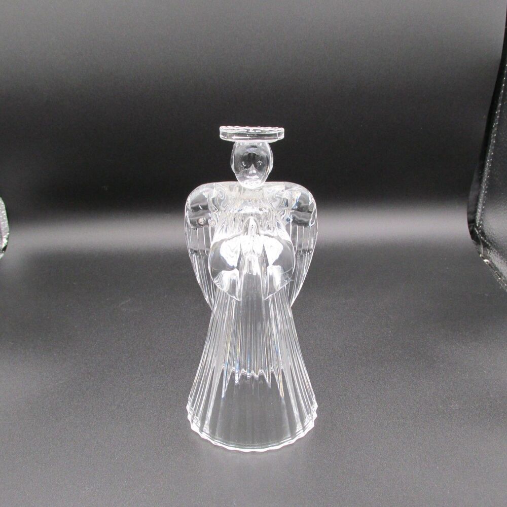 VTG Crystal Angel Candle Holder With Halo 7 in. Christmas Taper candle